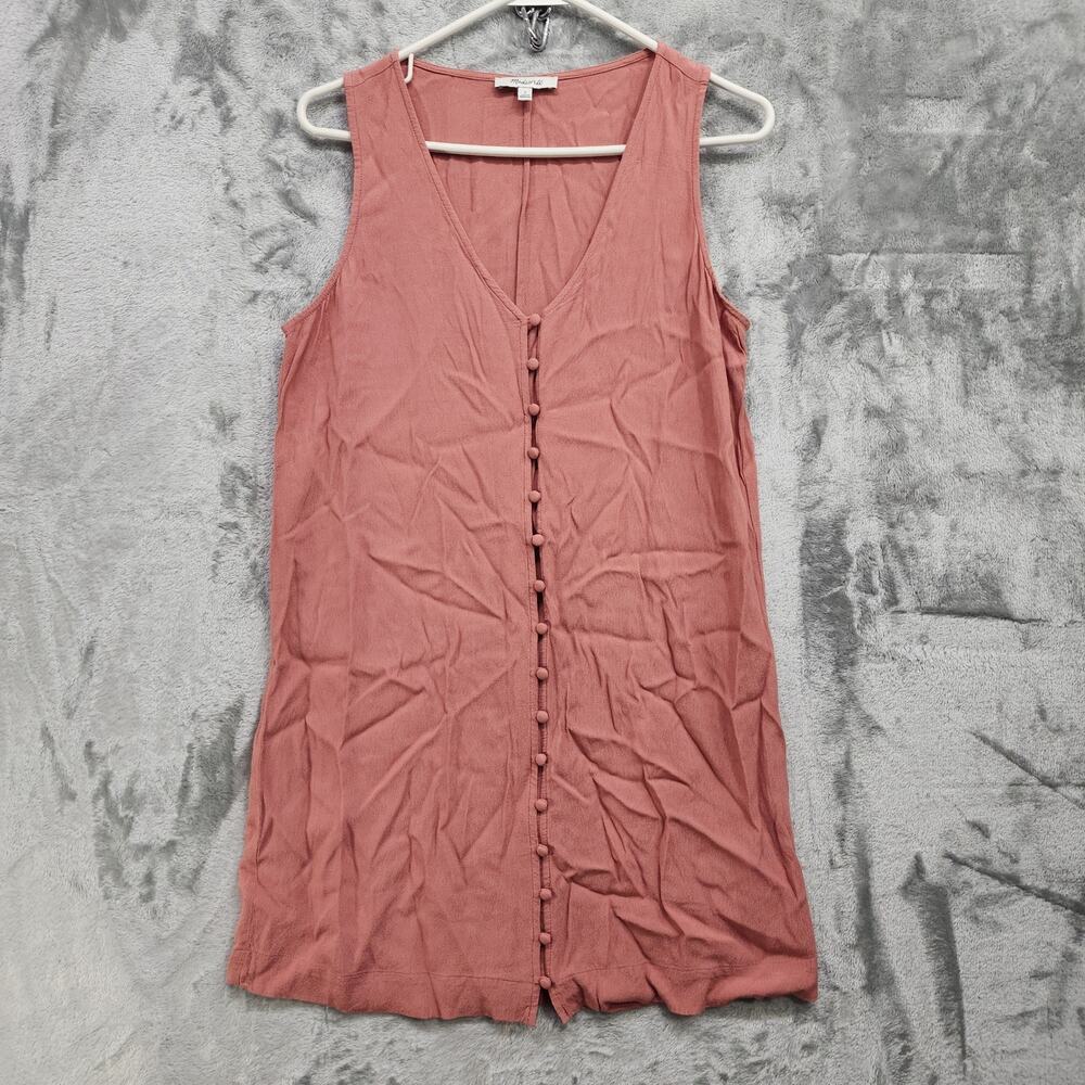 Madewell Dress Womens S Pink Autumn Berry Heather‎ Button Front Sleeveless Shift